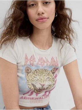 Gap Def Leppard Adrenalize Tour Leopard Graphic Tee - White